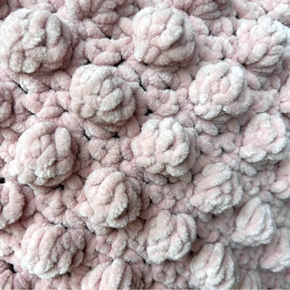 Handmade Bobble Pillow - Insert Included - Blush Pink Crochet Pillow Cover - Picture 4 of 4